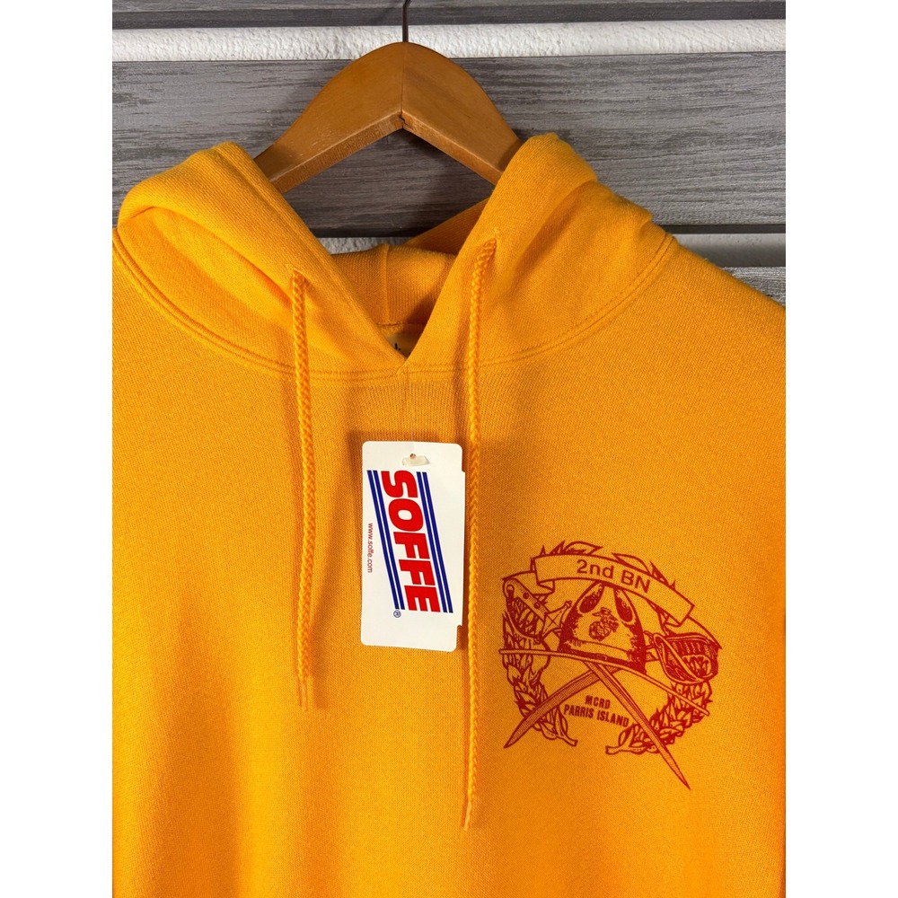 Soffe USMC 2nd BN MCRD Parris Island Hoodie Sweatshirt Mens L yellow NWT - Picture 2 of 8